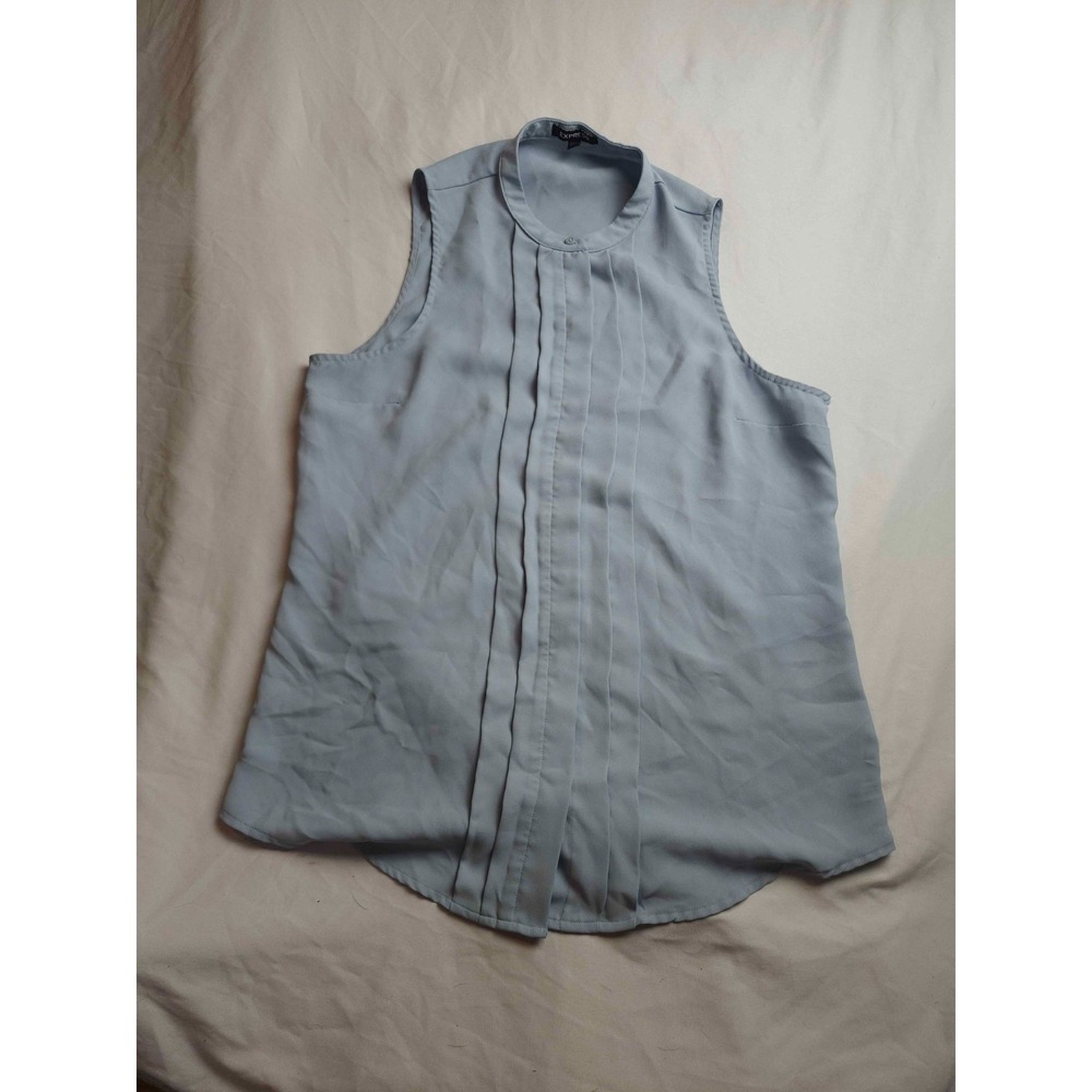 Express Blouse Womens M Blue‎ Pleated Clean Girl Career Flowy Officewear Chic
